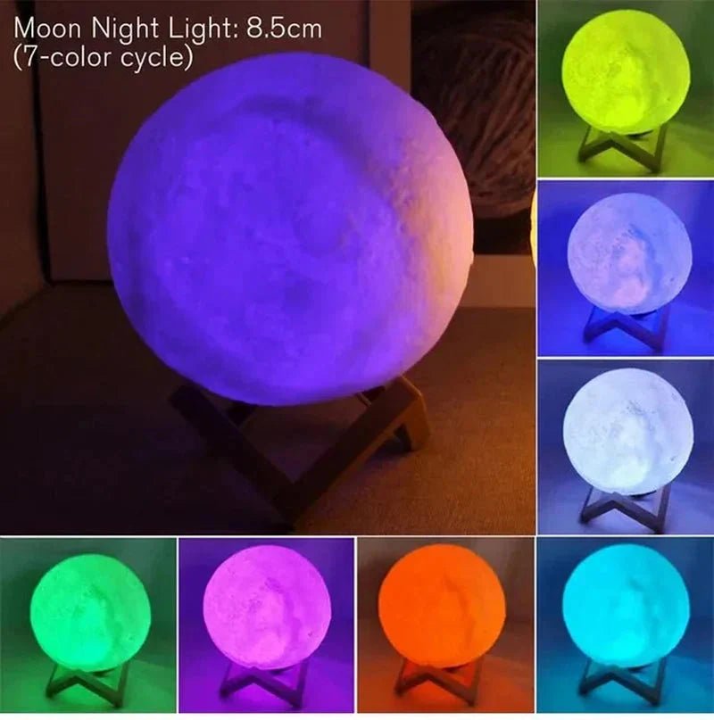 D5 Starry Moon Lamp 8Cm - LED Night Light with Stand, Perfect for Bedroom Decor and Gifts - Zenobia’s Aura