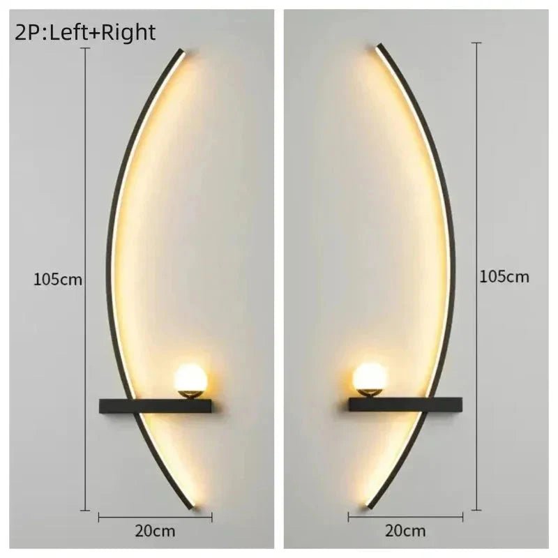 Modern LED Wall Lamp – Minimalist Art Design for Bedroom, Living Room, and Bathroom, Gold/Black - Zenobia’s Aura