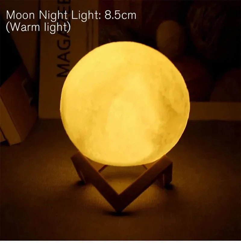 D5 Starry Moon Lamp 8Cm - LED Night Light with Stand, Perfect for Bedroom Decor and Gifts - Zenobia’s Aura