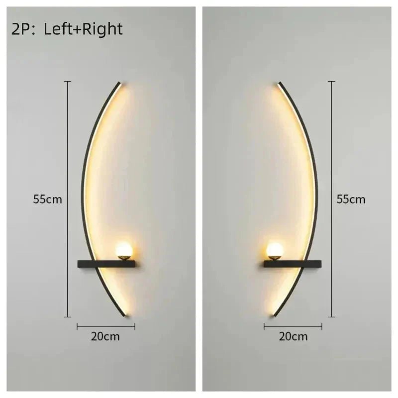 Modern LED Wall Lamp – Minimalist Art Design for Bedroom, Living Room, and Bathroom, Gold/Black - Zenobia’s Aura