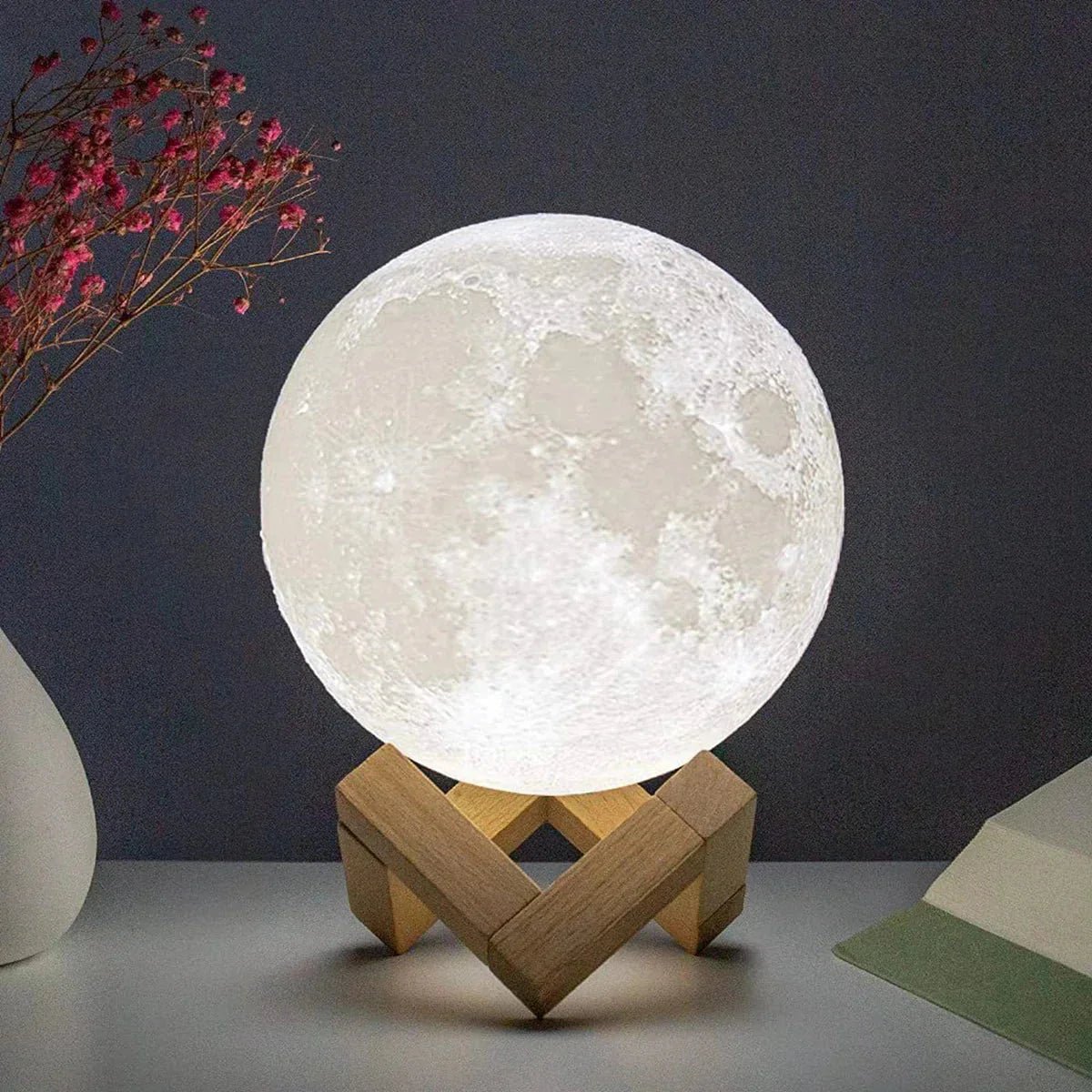D5 Starry Moon Lamp 8Cm - LED Night Light with Stand, Perfect for Bedroom Decor and Gifts - Zenobia’s Aura
