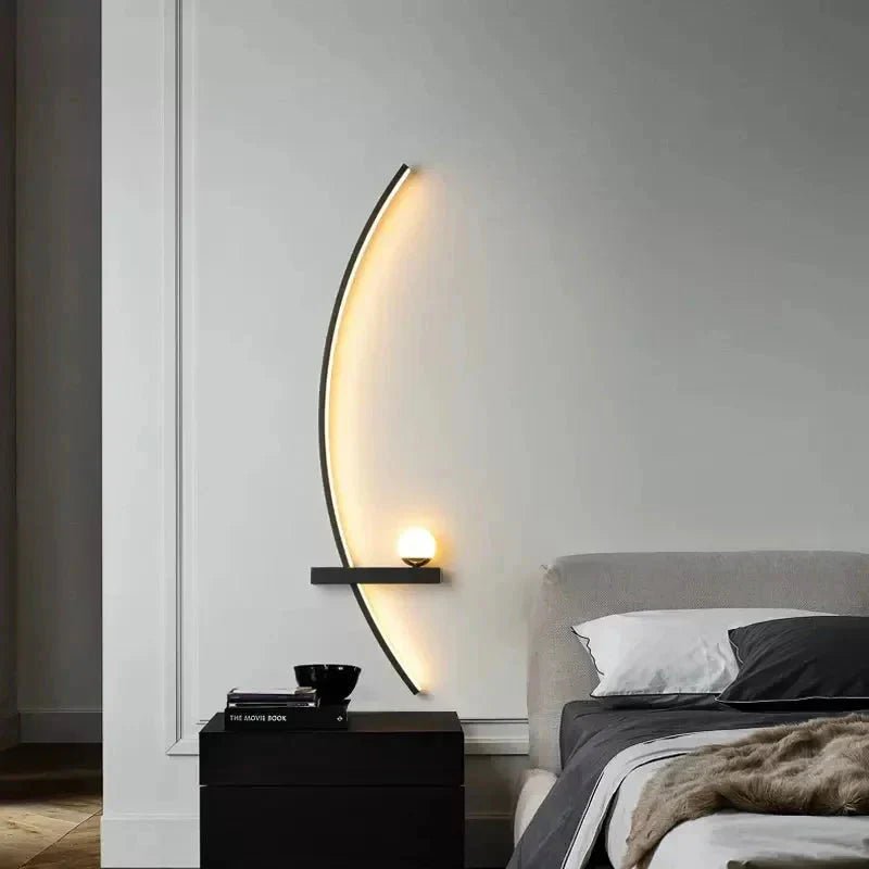 Modern LED Wall Lamp – Minimalist Art Design for Bedroom, Living Room, and Bathroom, Gold/Black - Zenobia’s Aura