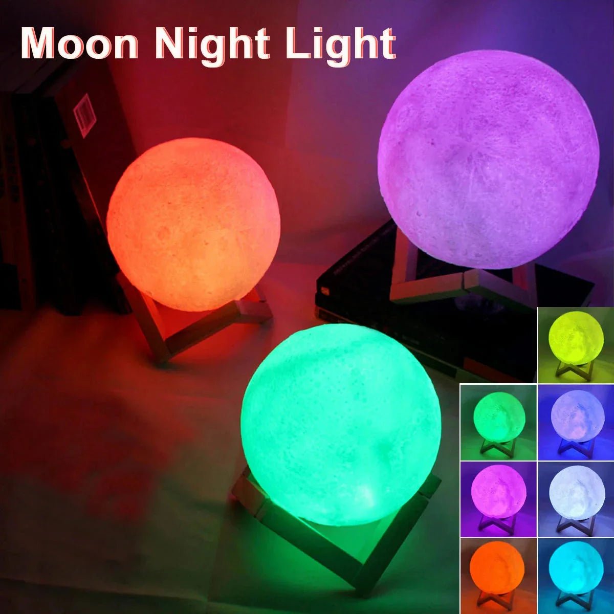 D5 Starry Moon Lamp 8Cm - LED Night Light with Stand, Perfect for Bedroom Decor and Gifts - Zenobia’s Aura