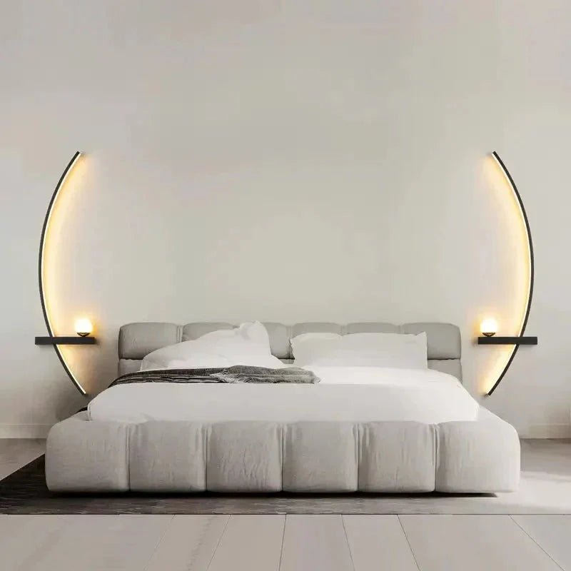 Modern LED Wall Lamp – Minimalist Art Design for Bedroom, Living Room, and Bathroom, Gold/Black - Zenobia’s Aura