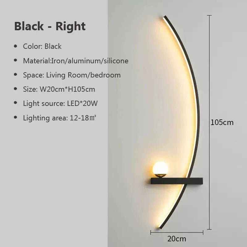 Modern LED Wall Lamp – Minimalist Art Design for Bedroom, Living Room, and Bathroom, Gold/Black - Zenobia’s Aura