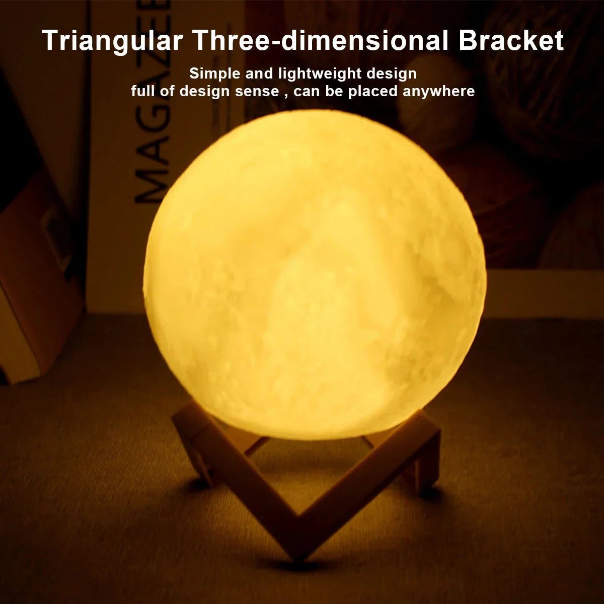D5 Starry Moon Lamp 8Cm - LED Night Light with Stand, Perfect for Bedroom Decor and Gifts - Zenobia’s Aura