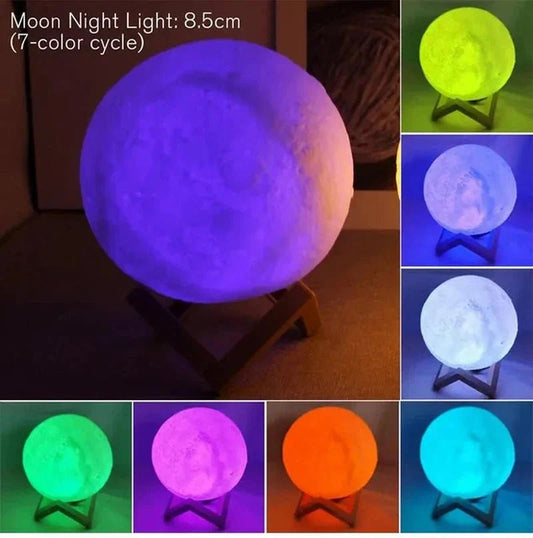D5 Starry Moon Lamp 8Cm - LED Night Light with Stand, Perfect for Bedroom Decor and Gifts - Zenobia’s Aura