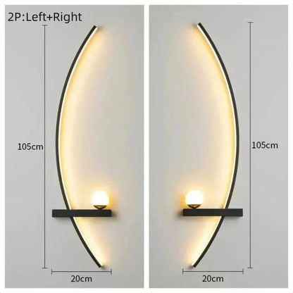 Modern LED Wall Lamp – Minimalist Art Design for Bedroom, Living Room, and Bathroom, Gold/Black - Zenobia’s Aura