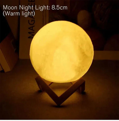 D5 Starry Moon Lamp 8Cm - LED Night Light with Stand, Perfect for Bedroom Decor and Gifts - Zenobia’s Aura