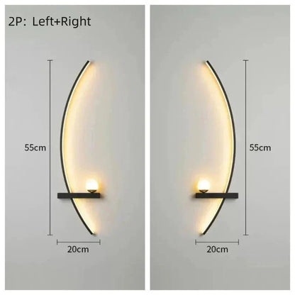 Modern LED Wall Lamp – Minimalist Art Design for Bedroom, Living Room, and Bathroom, Gold/Black - Zenobia’s Aura