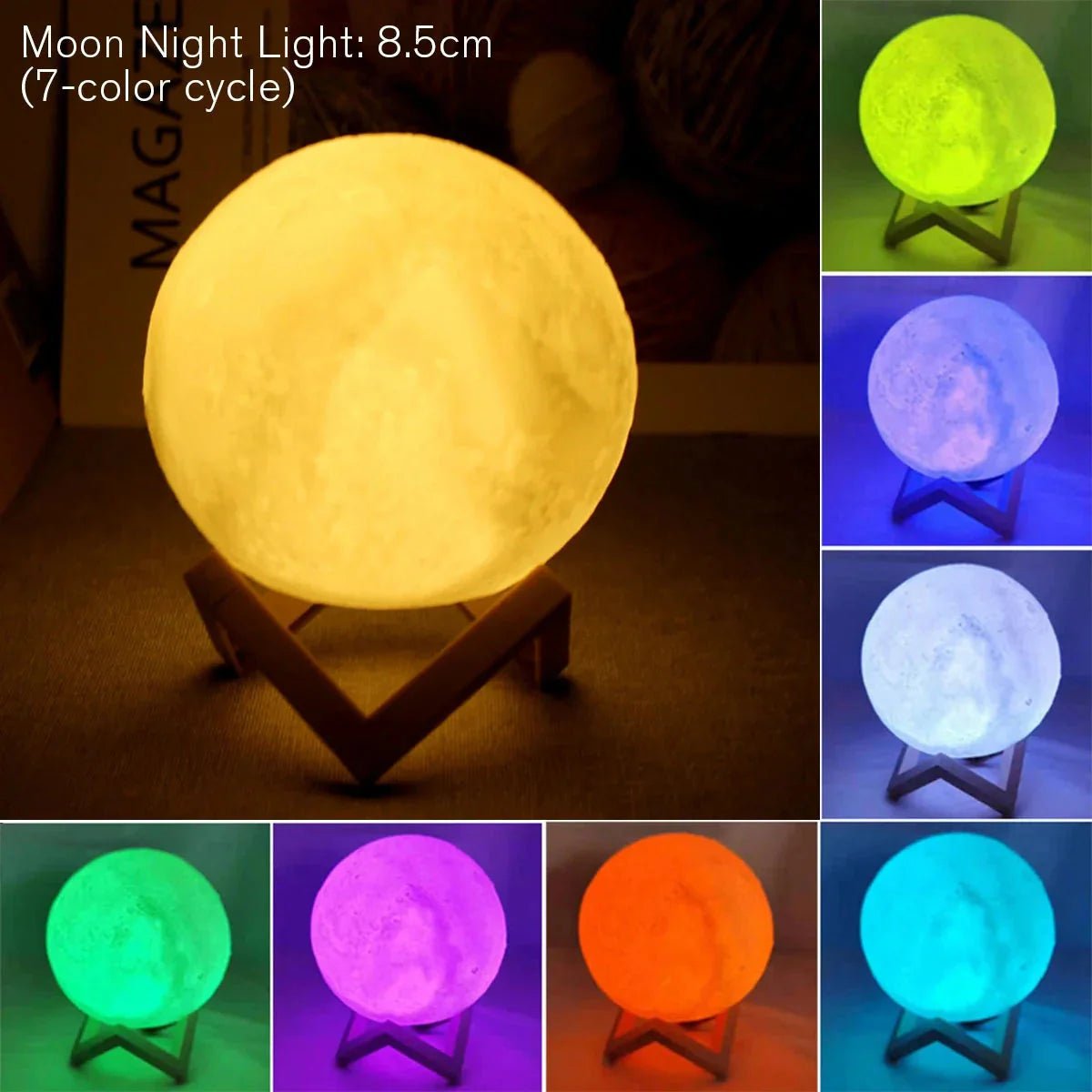 D5 Starry Moon Lamp 8Cm - LED Night Light with Stand, Perfect for Bedroom Decor and Gifts - Zenobia’s Aura