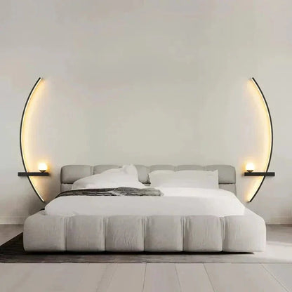Modern LED Wall Lamp – Minimalist Art Design for Bedroom, Living Room, and Bathroom, Gold/Black - Zenobia’s Aura
