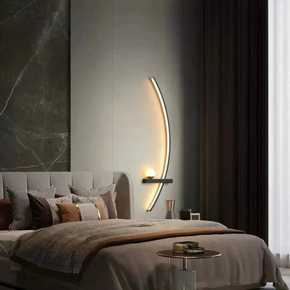 Modern LED Wall Lamp – Minimalist Art Design for Bedroom, Living Room, and Bathroom, Gold/Black - Zenobia’s Aura